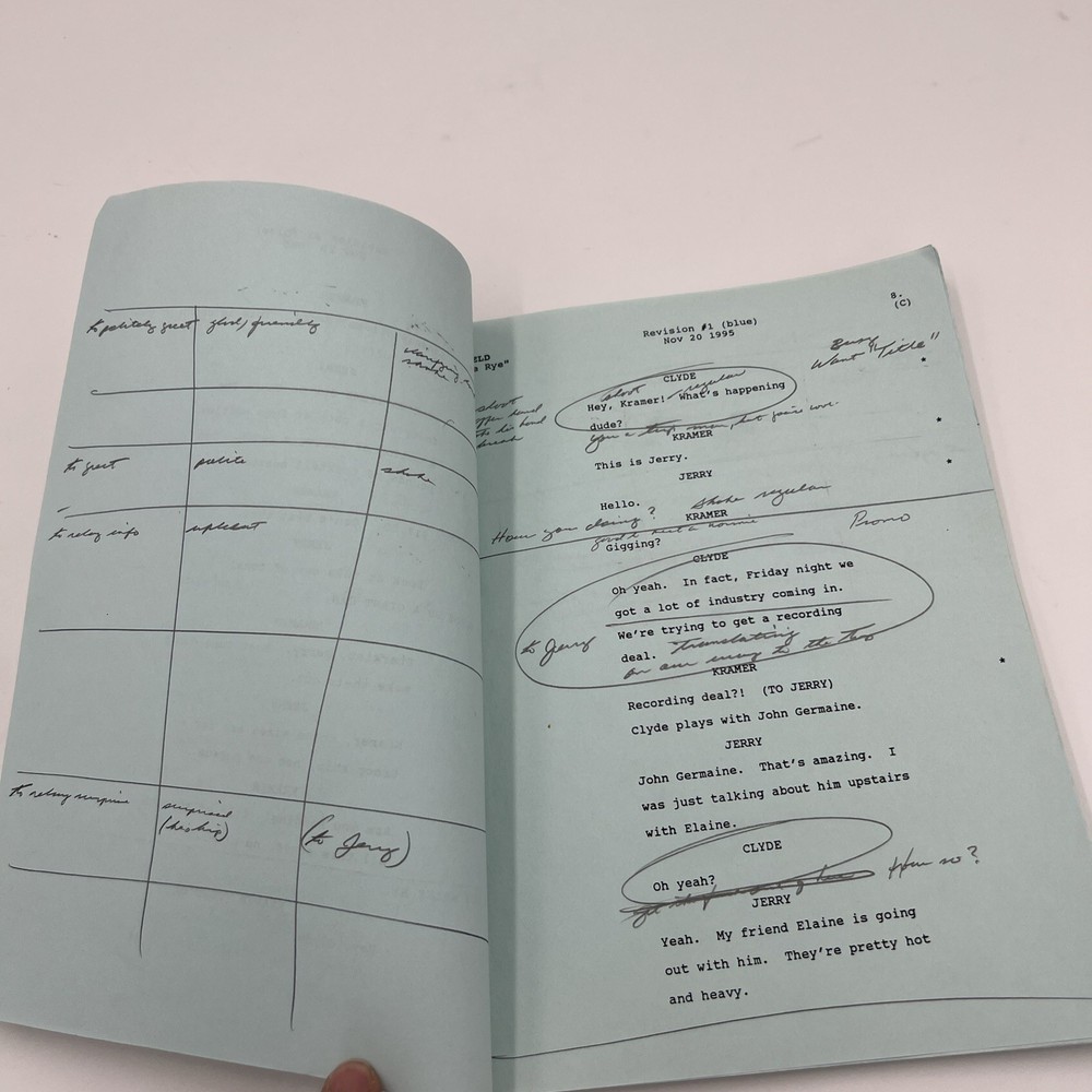 1995 Seinfeld Used Television TV Sitcom Script "The Rye" Revised Table Draft