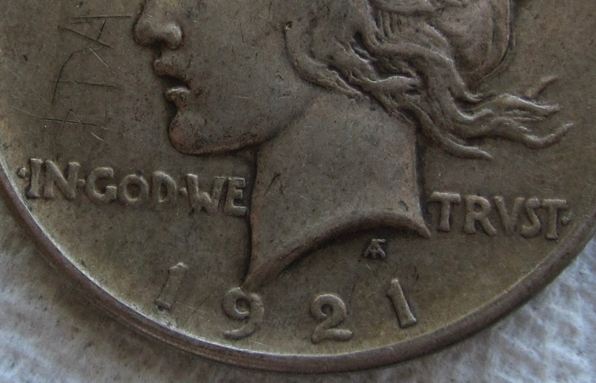 1921 Peace Silver Dollar Early Rare Key Date High Relief XF Graffiti Obverse