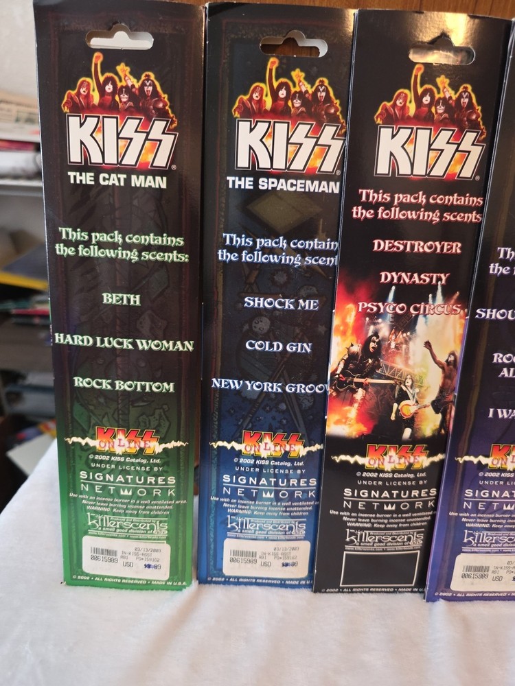 KISS OFFICIAL INCENSE SET OF 5 UNUSED 2002