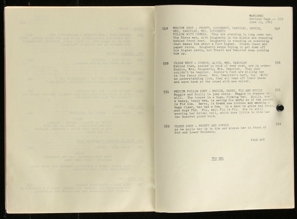 MAROONED Original Movie Script 1965 FRANK CAPRA VERSION SF Thriller Gregory Peck