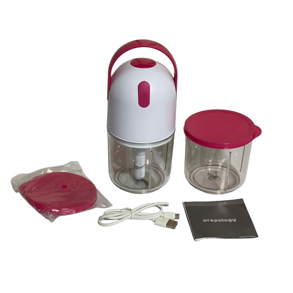 Prepology Rechargeable Mini Chopper w/ Extra Cups & Storage Lids NEW