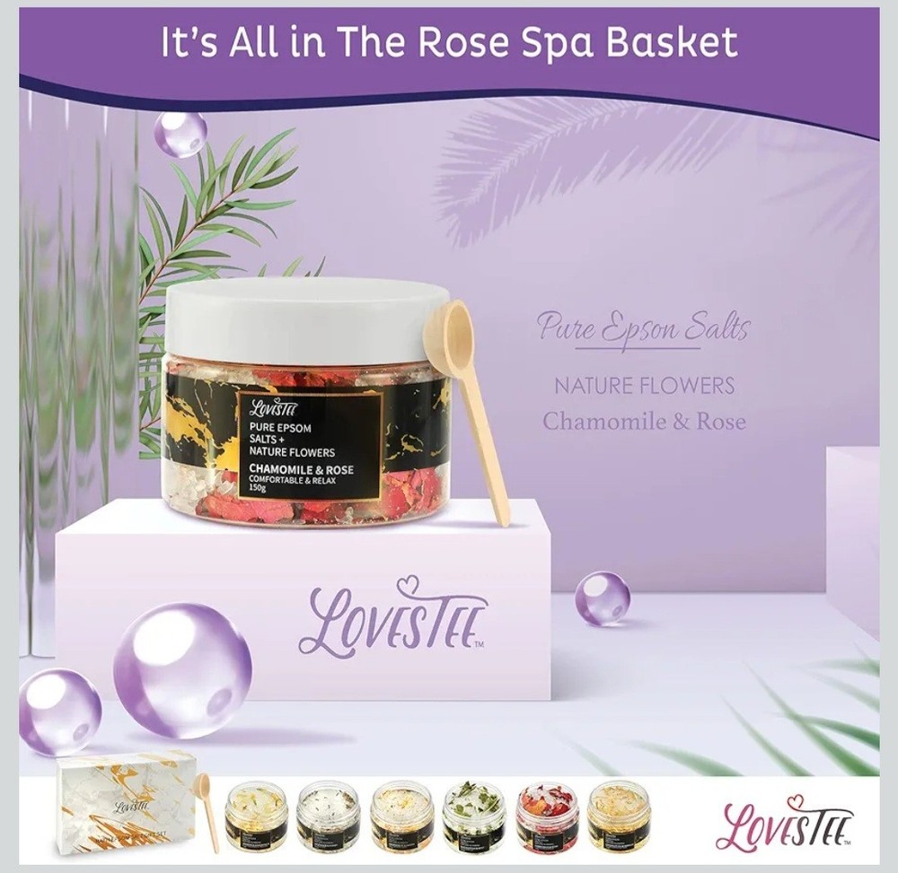 Lovestee Bath Epsom Salt Gift Set - 6 Scents + Spoon NEW