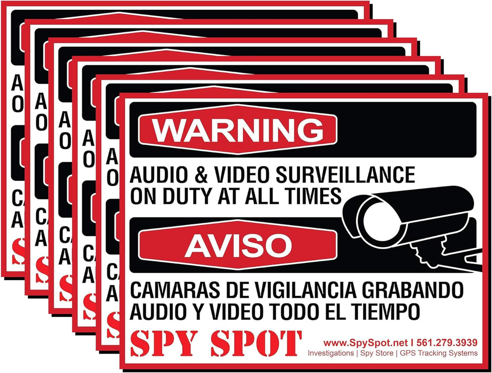Audio & Video Surveillance Warning Sticker (6 Pack) 4"X3" CCTV Security Camera N