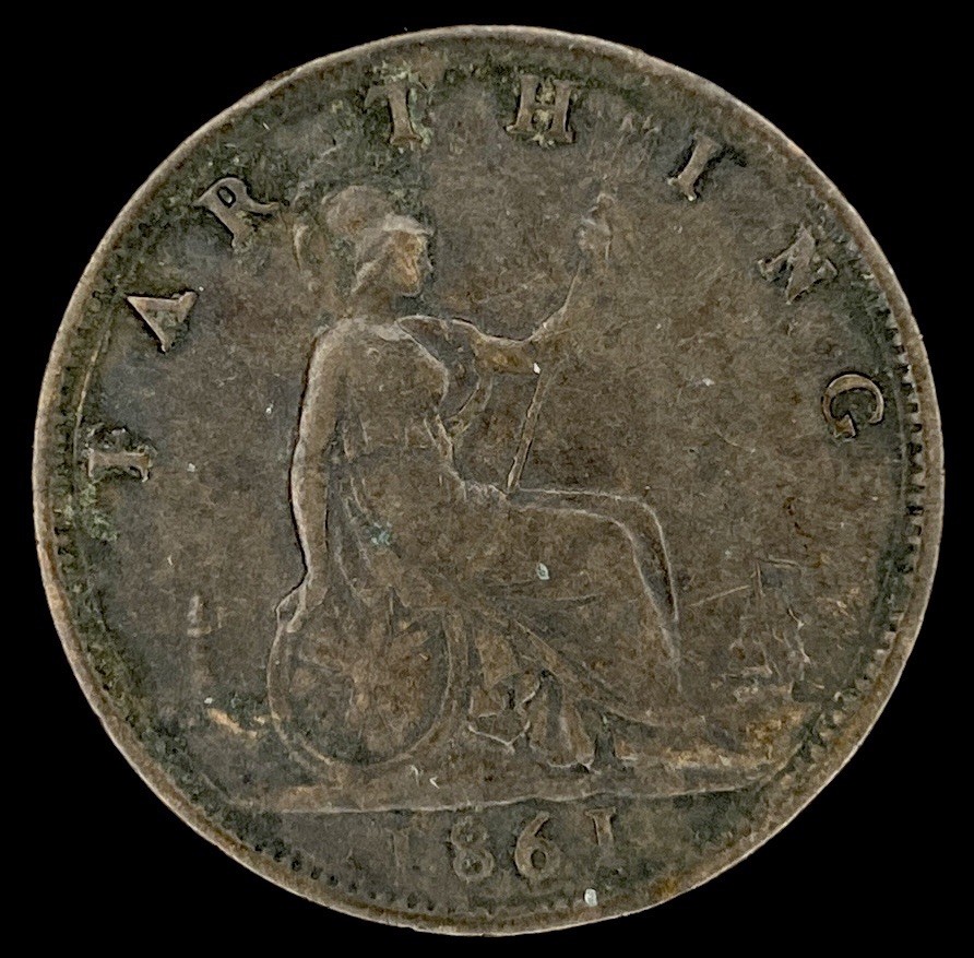 1861 Great Britain Farthing Almost Uncirculated