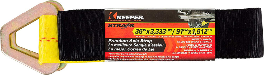 - 2” X 36” Premium Axle Tie down Strap with D Rings - 3,333 Lbs. Working Load Li