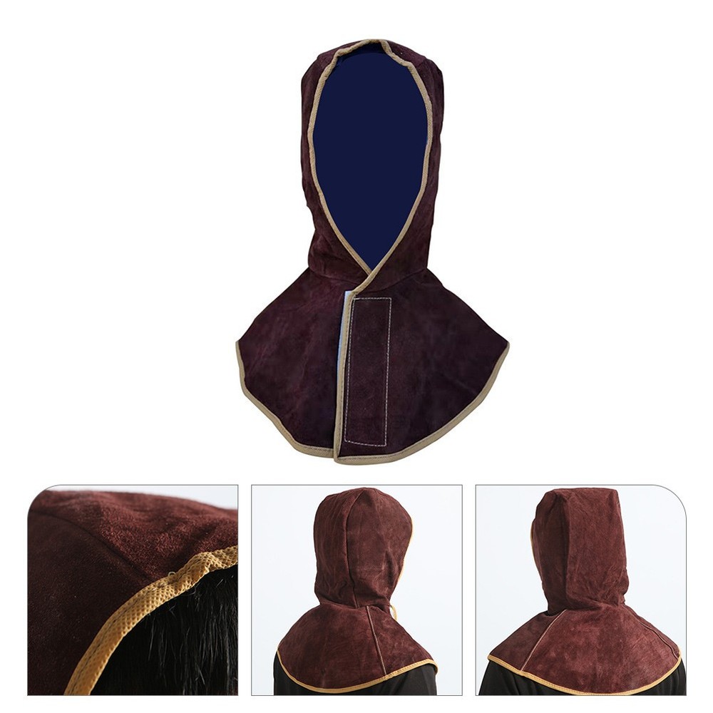Cowhide Welding Hood Protective Caps With Neck Shoulder Drape