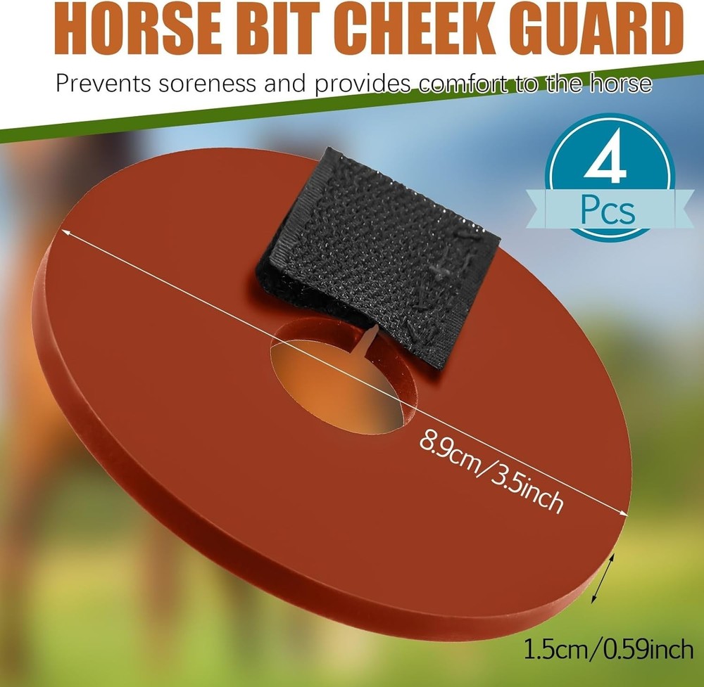 4 Pcs Rubber Bit Guards for Horses Bit Cheek Guards with Hook and Loop Fasten...
