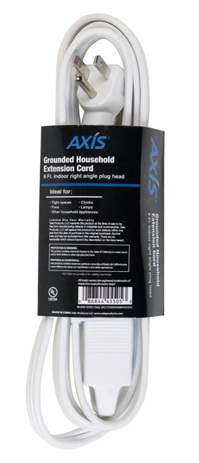AXIS 3-OUTLET GROUNDED 8FT WHITE EXTENSION CORD BLOWOUT SALE - SAVE UP TO 45%!!!