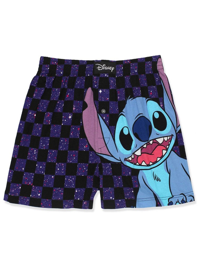 Lilo & Stitch Galaxy Check Cotton Jersey Button Fly Boxer Shorts