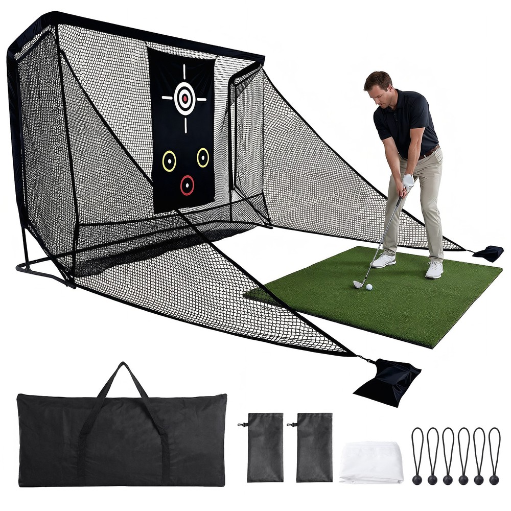10x7ft Heavy-Duty Golf Practice Net with 2 Side Nets & Portable Bag