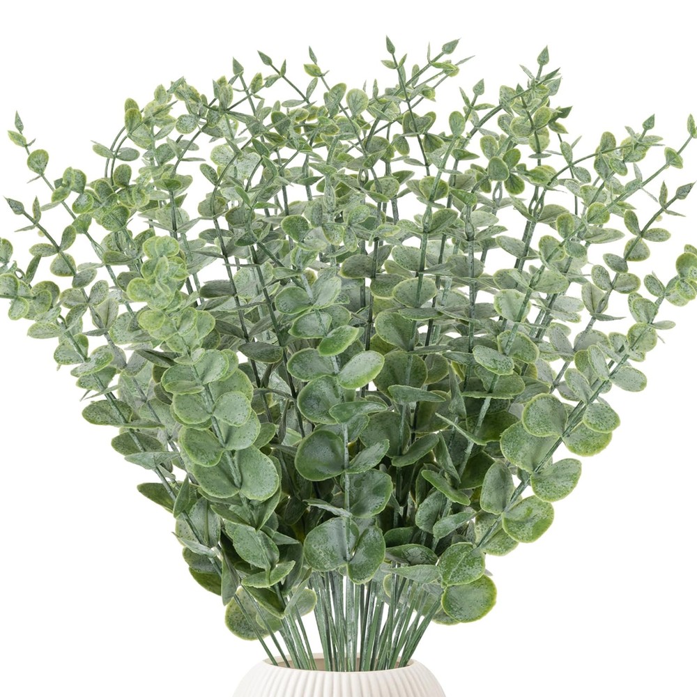 38pcs Eucalyptus Stems Artificial Eucalyptus Leaves Fake Greenery Branches Fa...
