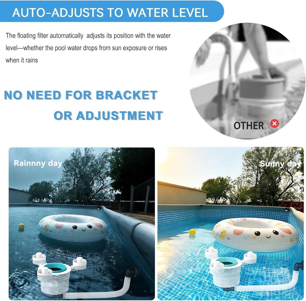 Universal Floating Pool Skimmer - Effortless Above Ground Cleaning Solution