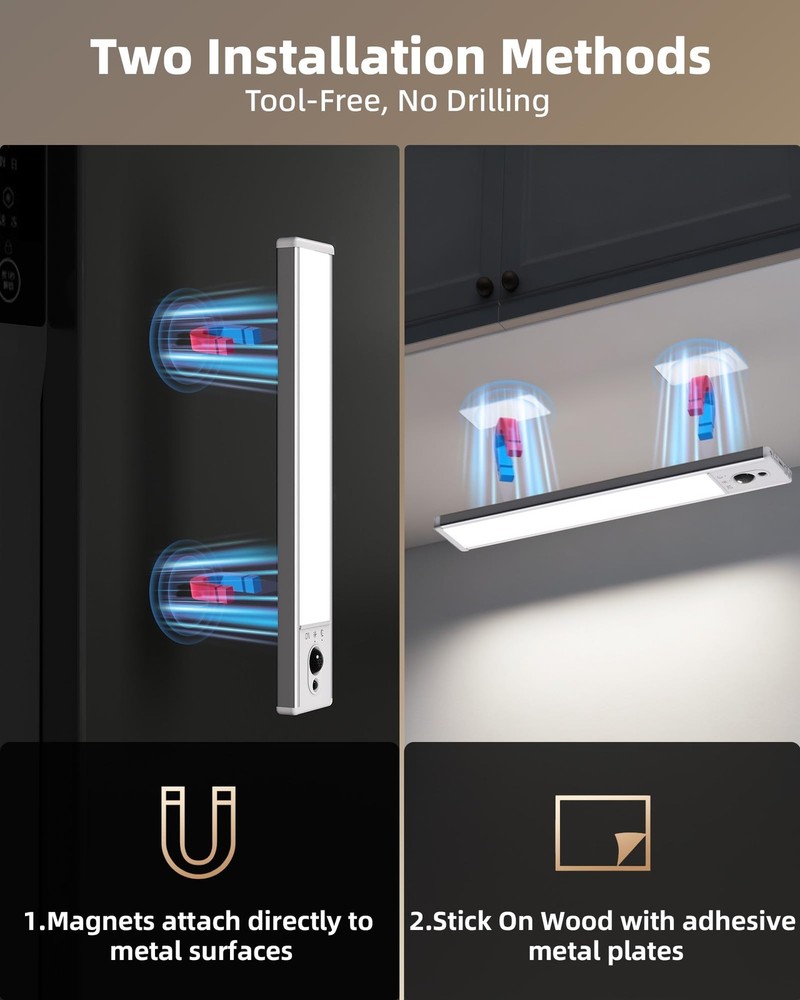 5-Pack Under Cabinet Lighting, 2400mAh Motion Sensor Light, LED Closet Lights...