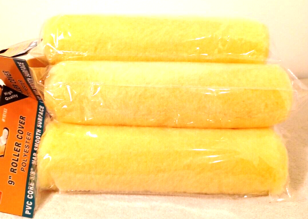 SIX PC. 9" INCH ROLLER PAINT COVERS 3/8" SMOOTH SURFACE PVC CORE
