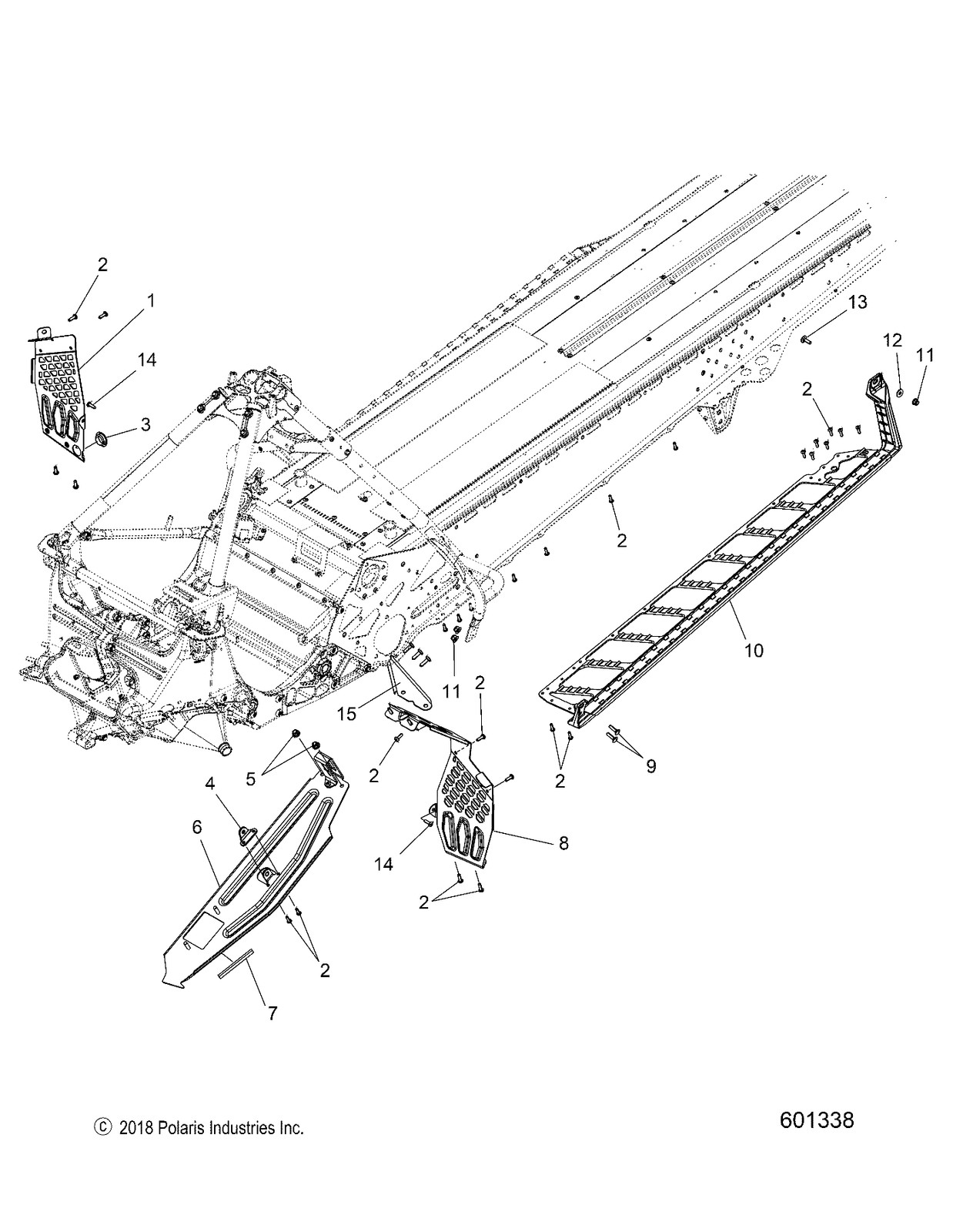 Polaris Left Runningboard Assembly, for Snowmobile Models, Genuine OEM - 1019345