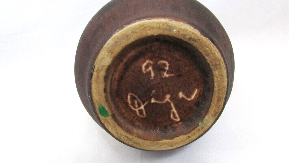 Vintage Studio Brown Ceramic Rustic Pitcher Vase Kitchen Decor Signed