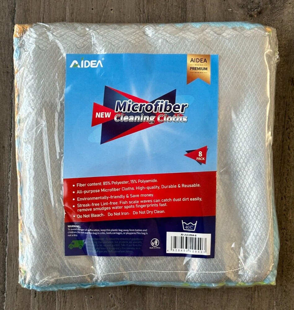 Aidea All Purpose Microfiber Cleaning Clothes Gray 8 Pack Durable & Reusable