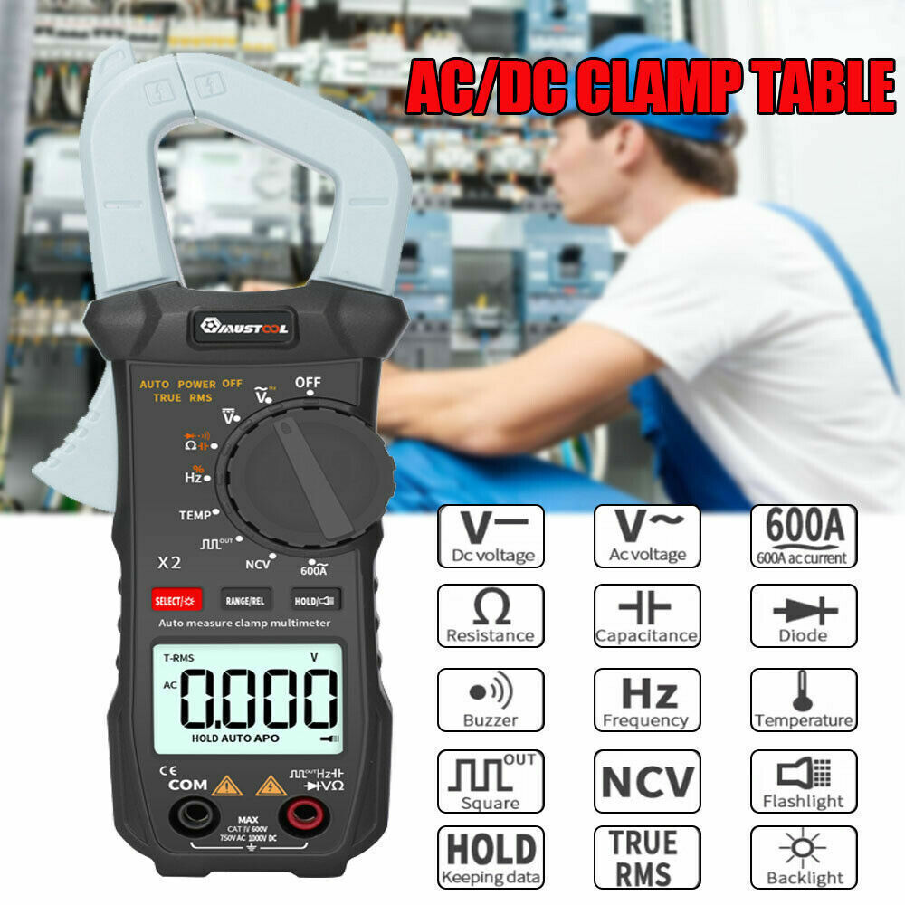 6000 Counts True RMS Clamp Meter AC DC Voltage & Current Digital Multimeter
