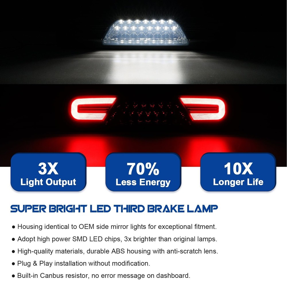LED 3rd Third Brake Light Compatible with Silverado/Sierra 1500 2500HD 3500HD...