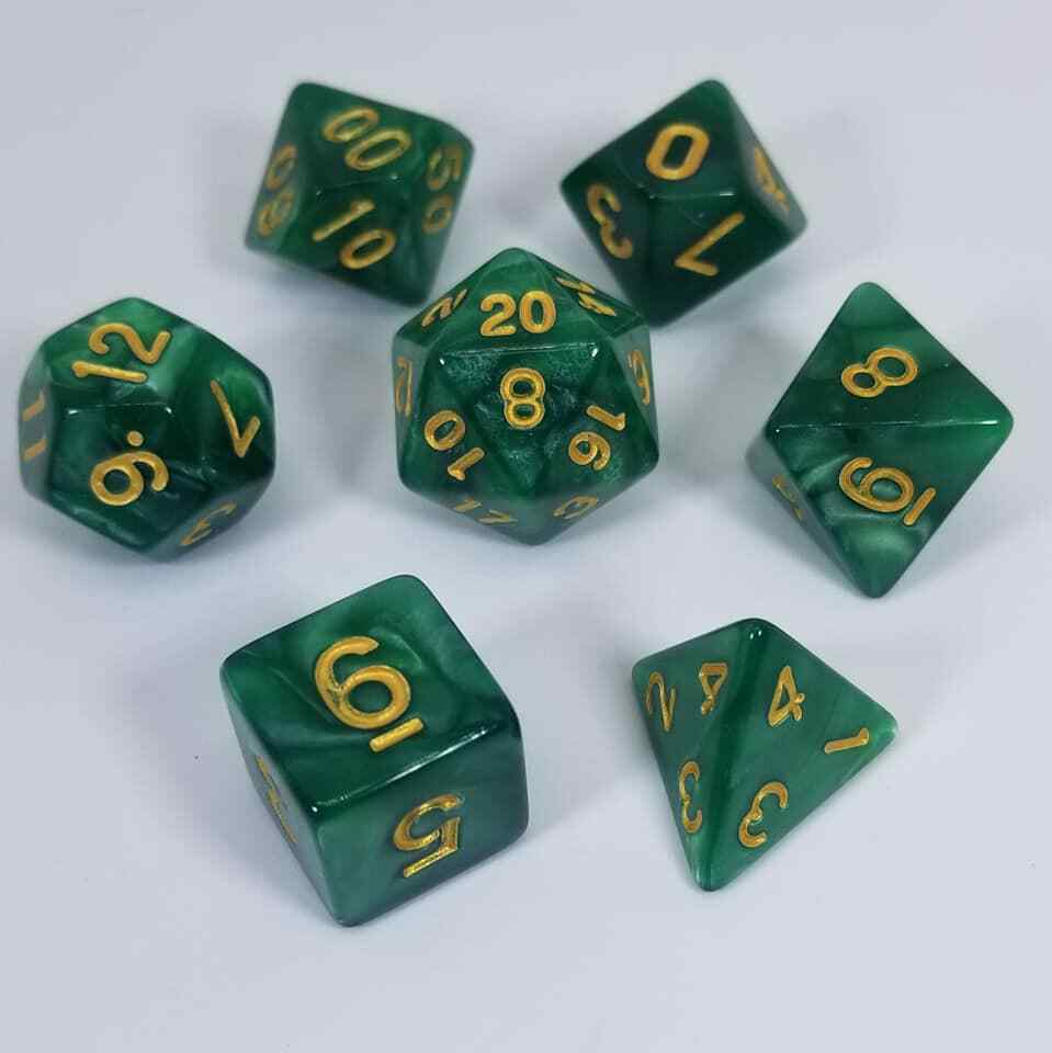 Jade Dragon - 7 Dice Set Polyhedral RPG DnD Dungeons Dragons Pathfinder d20