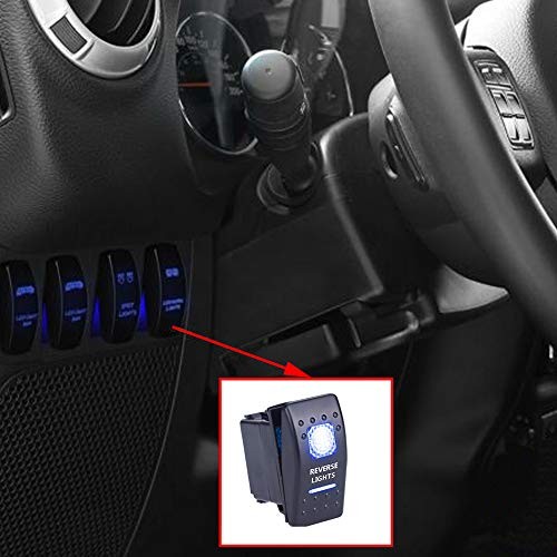 Car Blue LED Reverse Light Rocker Toggle Switch ON Off 12V Blue Reverse Light
