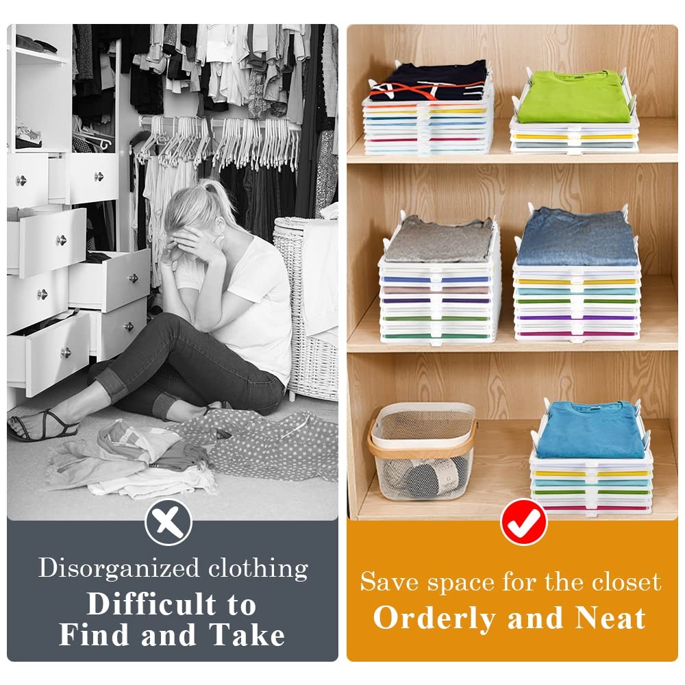 TShirt Organizer for Clothes Storage Stackable Closet Organizer with Easy Acc...