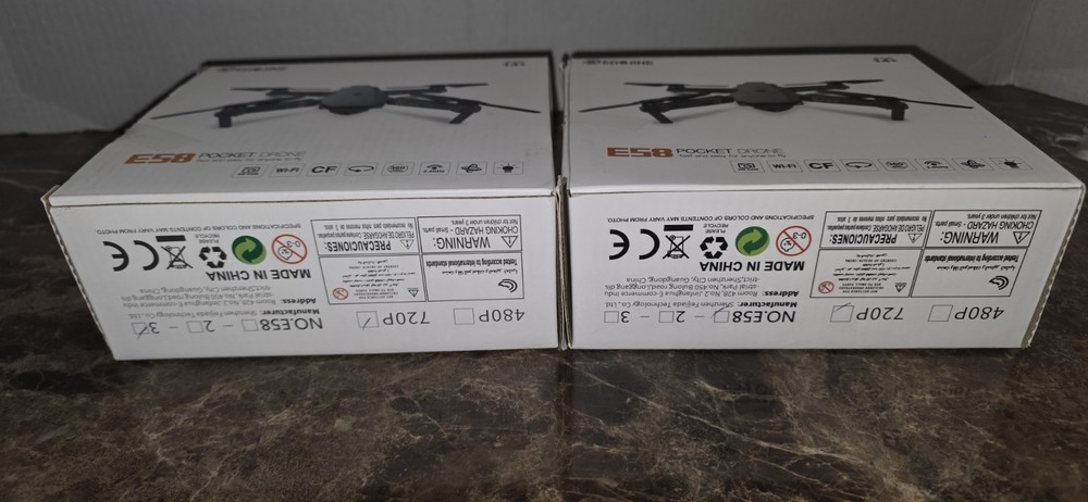 2 Eachine E58 Pocket Drone Quadcopter 720p Camera + 4 Rechargable LiPo Batteries