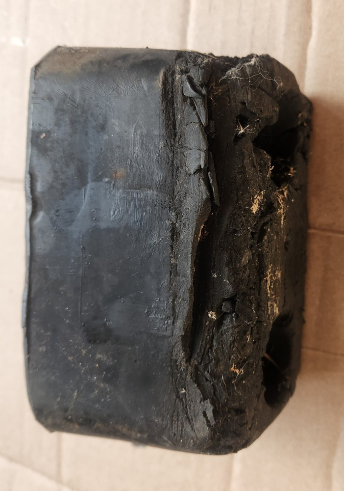 Dock Bumper 6"x3-1/2"x 3-1/2" Solid Rubber, 1-1/2" Access Hole, Angle