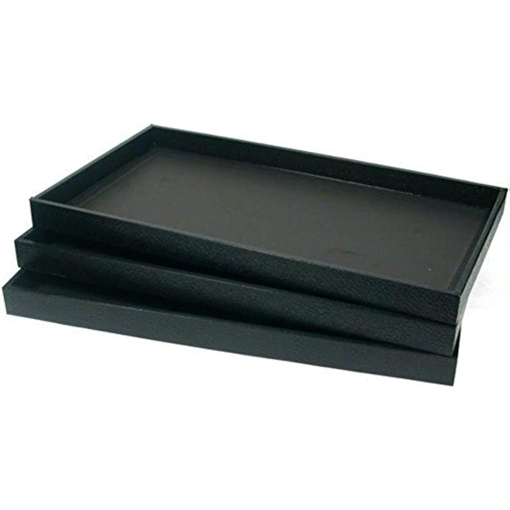 RJ Displays-3 Black Plastic Stackable Jewelry Display Stackable trays Showcase
