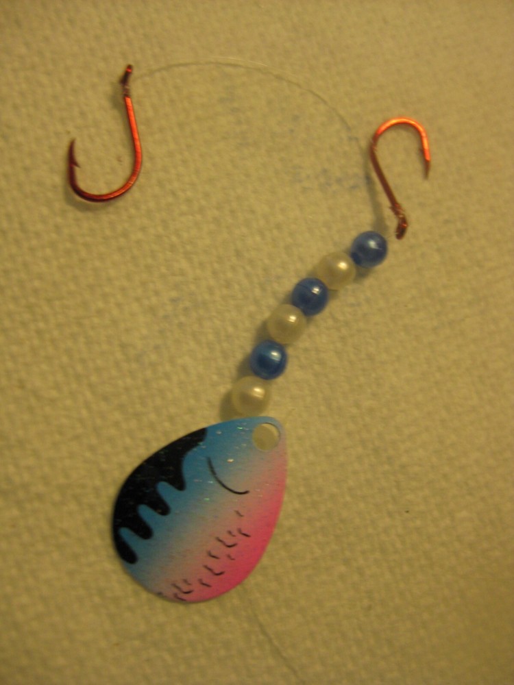 Walleye 2 Hook Spinner Rigs Crawler Harness (Rainbow)