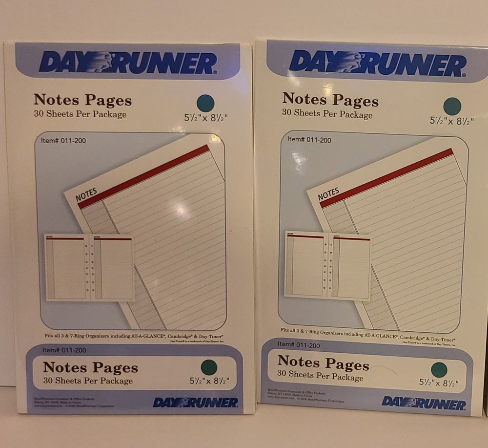 Day Runner Classic 3-Ring Refill Contacts Conversation - Notes Refills 7 Ring