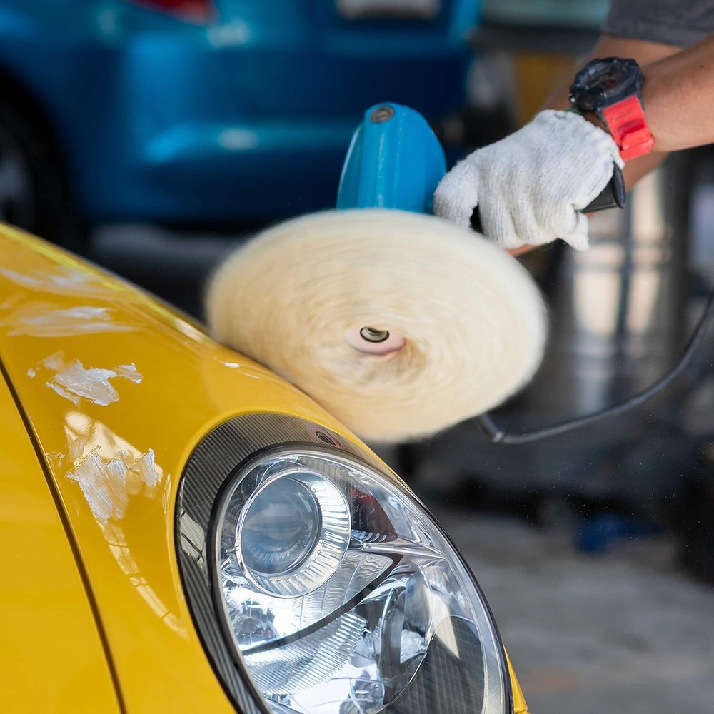 8" 100% Wool Hook & Loop Grip Buffing Pad for Compound Cutting & Polishing - ...