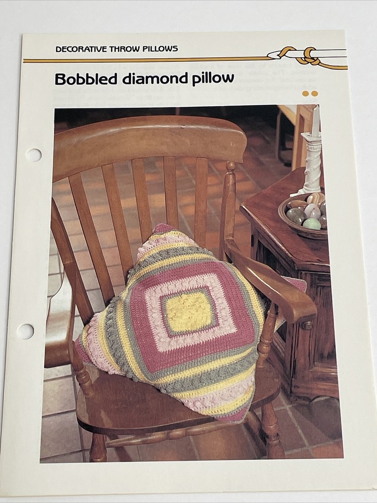 Marshall Cavendish Bobbled Diamond Pillow  Crochet Pattern