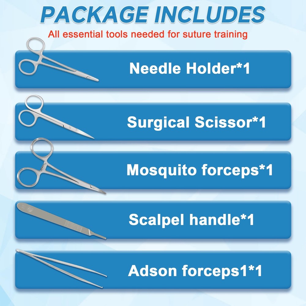 Spectabilis Suture Practice Kit: Silicone Pad, Instruments for Medical Students