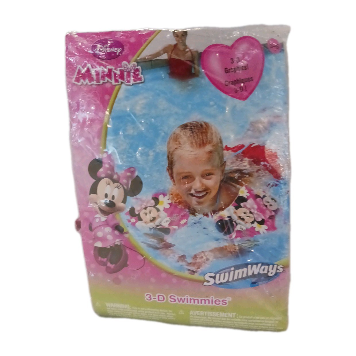 Disney Minnie Mouse 3D Swimmies Inflatable Arm Floaties Age 3-5 Repair Patch Inc