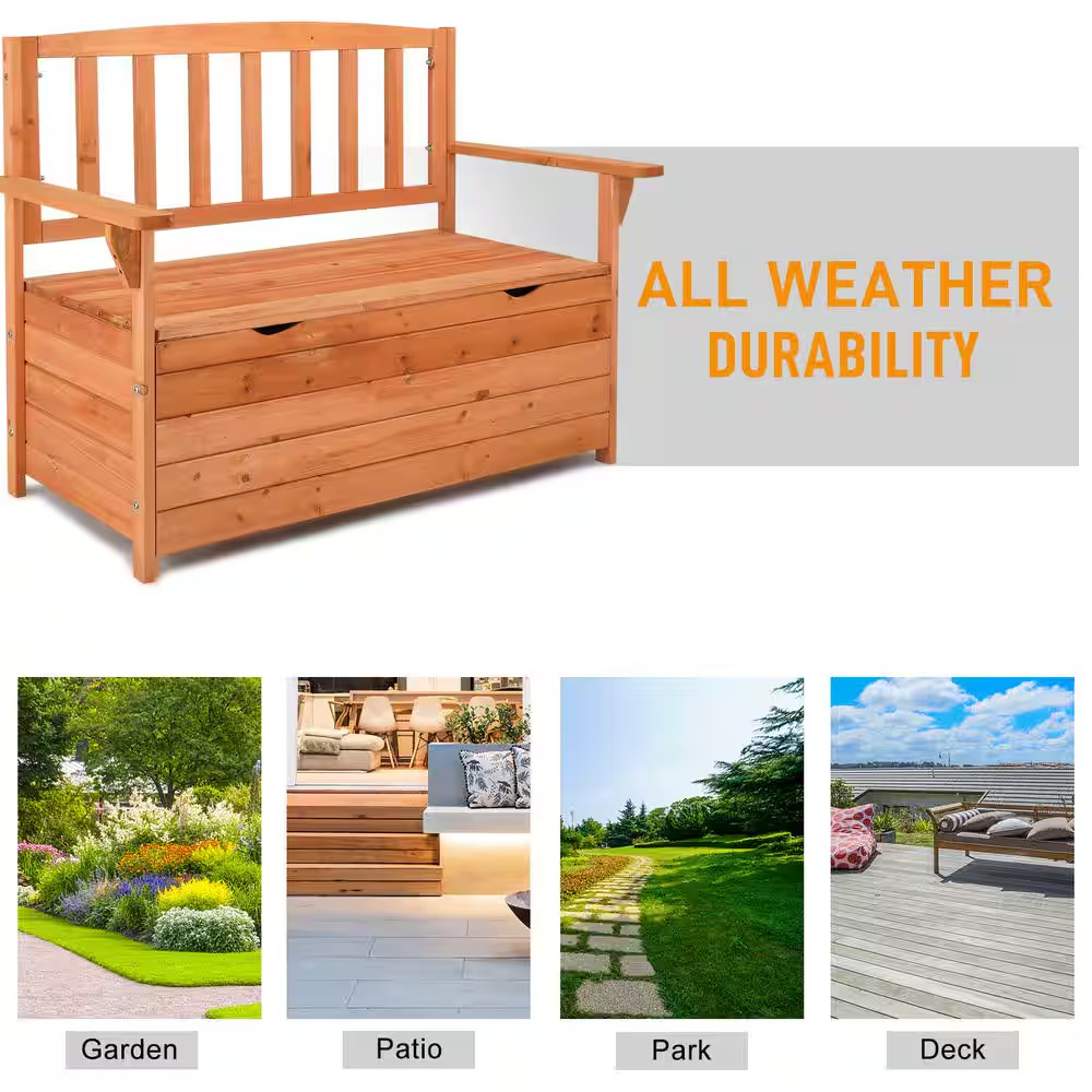 42 Gal. Solid Wood Cedar Outdoor Storage Bench