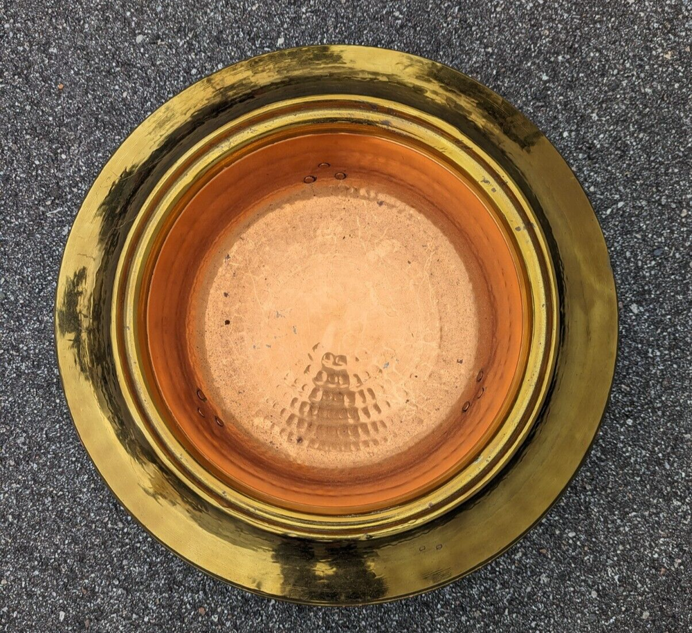 Middle Eastern Turkish Brass & Copper Incense Burner Brazier Warmer Eagle Top