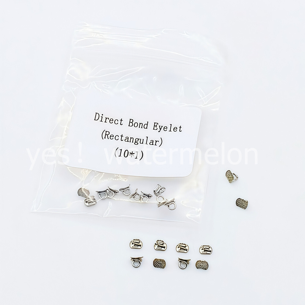 100 Pcs Dental Orthodontic Direct Bond Eyelet Rectangular Base Lingual Button