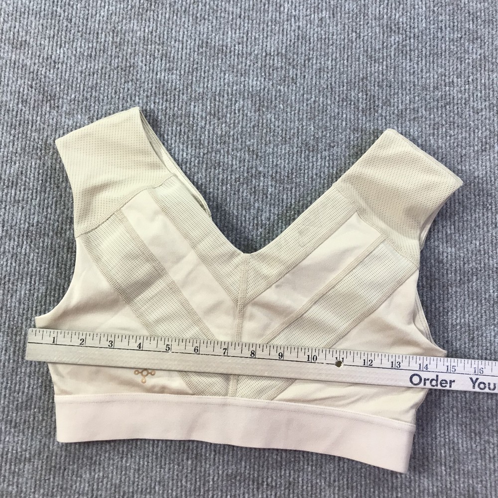 Tommie Copper Shoulder Support Bra Medium Womens Beige Zip Front Compression Top