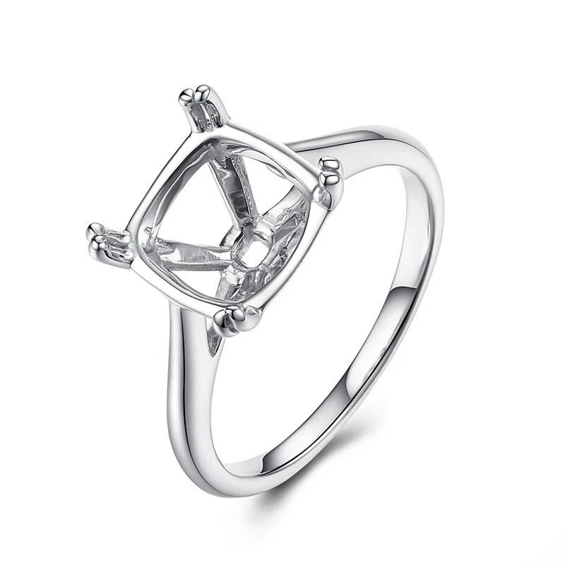 Semi Mount Ring Setting 9mm Square 925 Sterling Silver