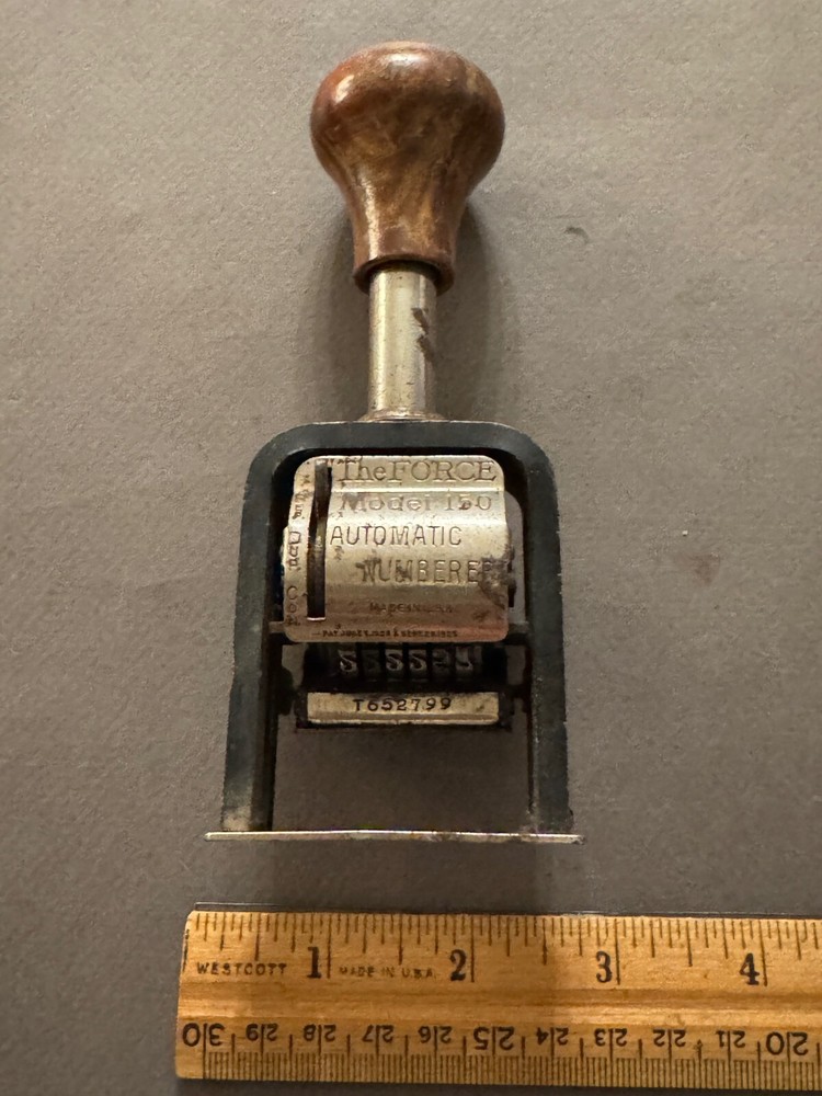 THE FORCE MODEL 150 AUTOMATIC NUMBERING MACHINE VINTAGE OFFICE STAMP