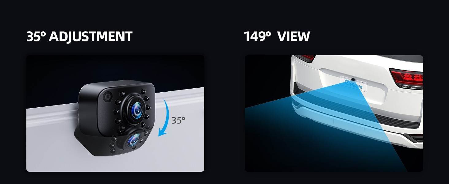 ERT01 HD Backup Camera,Universal Rear View License Plate 149°Night Vision IP69K