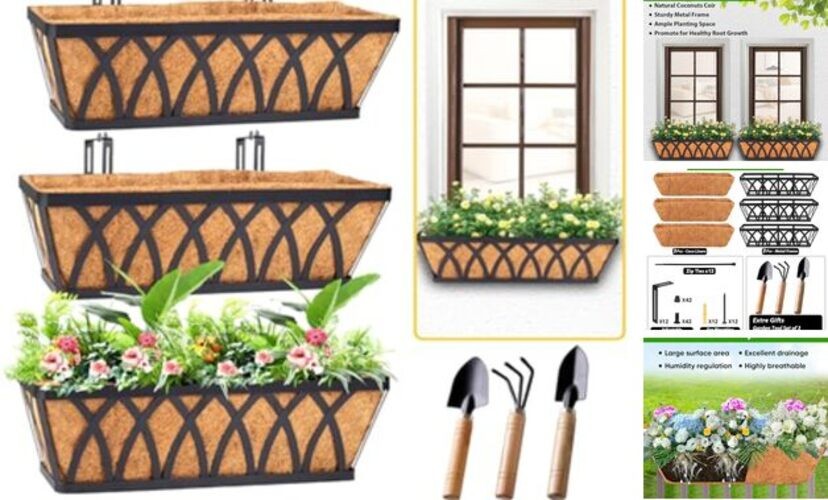 Deck Balcony Railing Planter Window Boxes - Pack Planter Box, 24 Inch 3