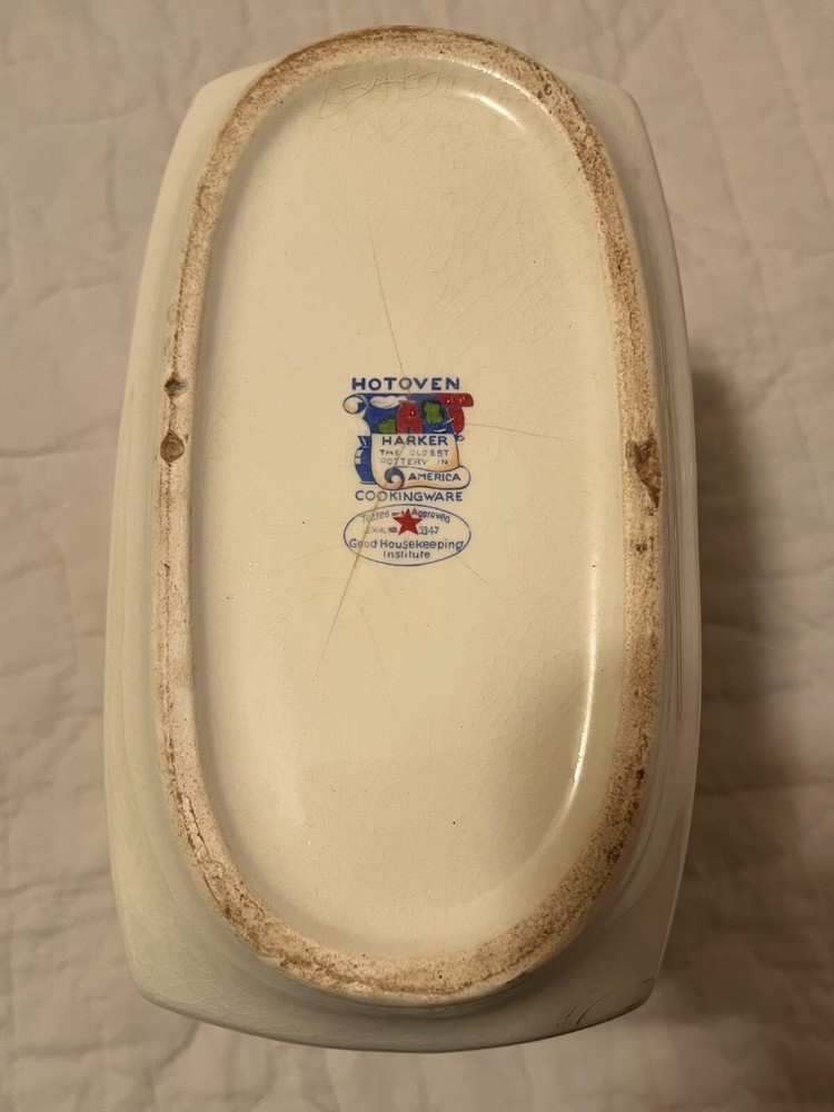 Vtg Harker Ivory Needlepoint Roses Print Rectangular Pitcher Lovely Please Read