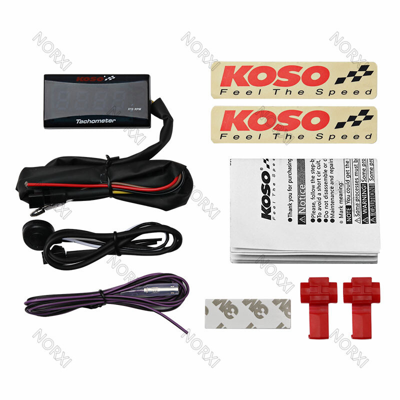 RPM Digital Inductive Tachometer,Waterproof Tiny Digital Hour Tach Meter Red
