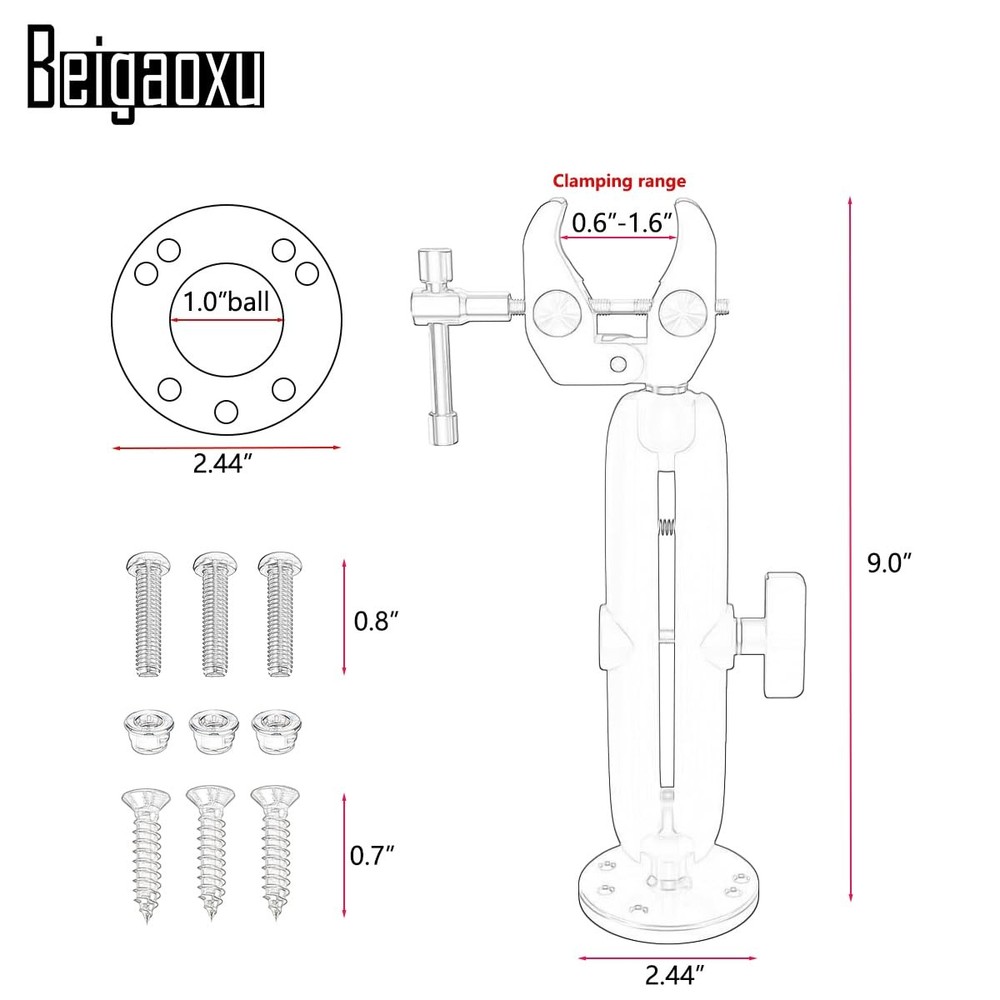 Beigaoxu Trolling Motor Stabilizer Mount Support for Riptide black