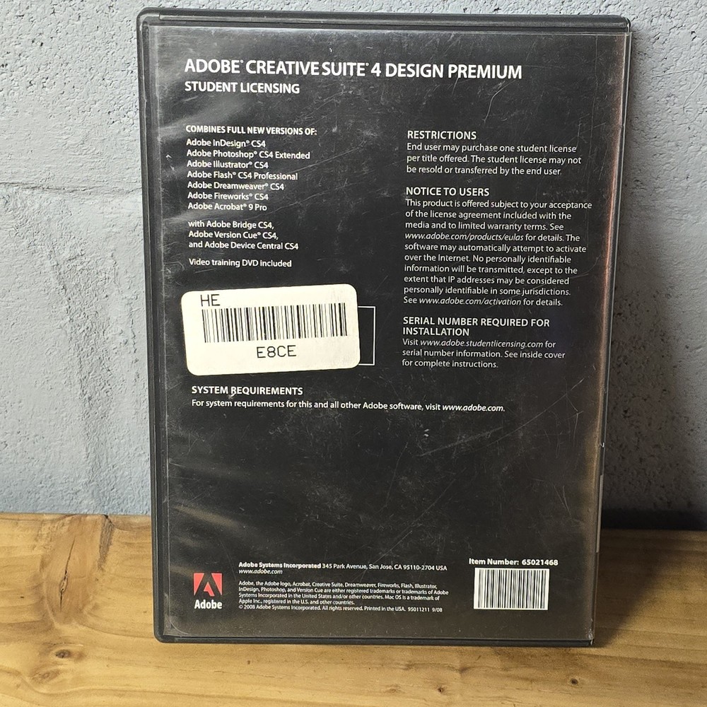 Adobe Creative Suite 4 CS4 Design Premium Mac OS Student Version WITH Serial #