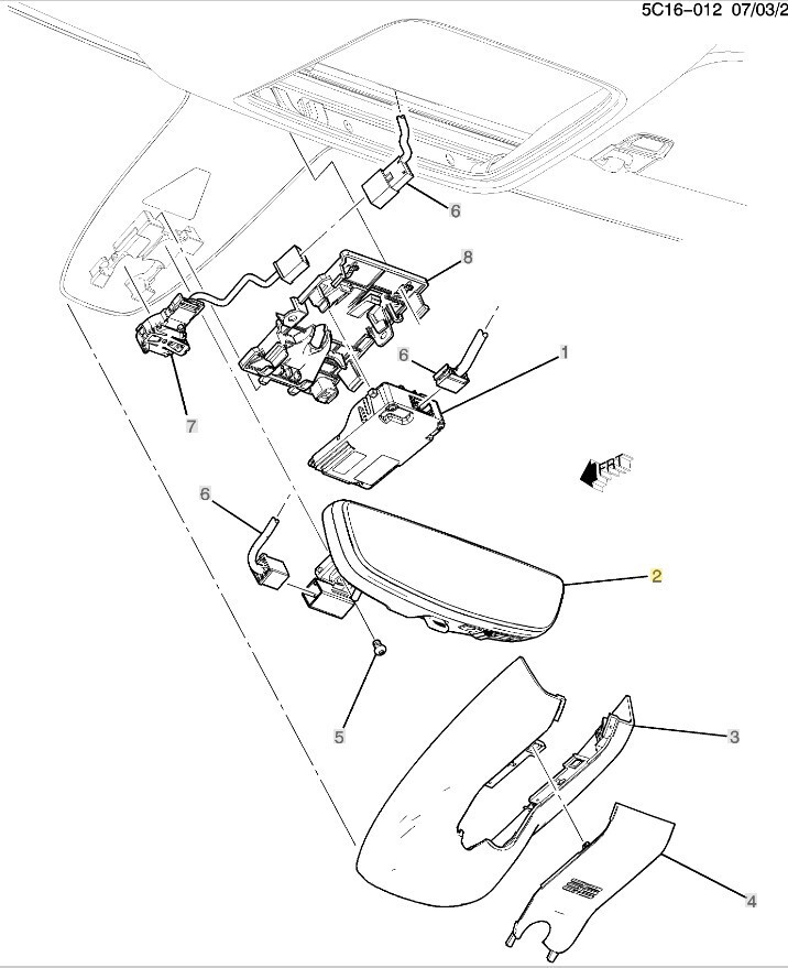 13536995 Inside Mirror with Auto Dimming, Video Display, Pre-crash Cadillac GMC