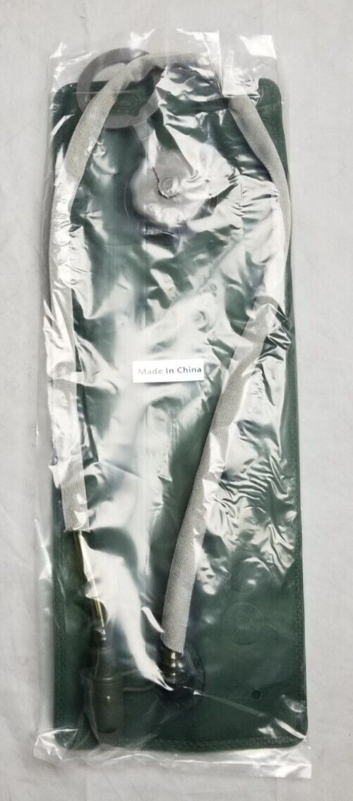 3L 106oz Hydration Bladder w/ Tube & Bite Valve Green / Grey 18"L x 6.75"W NIB