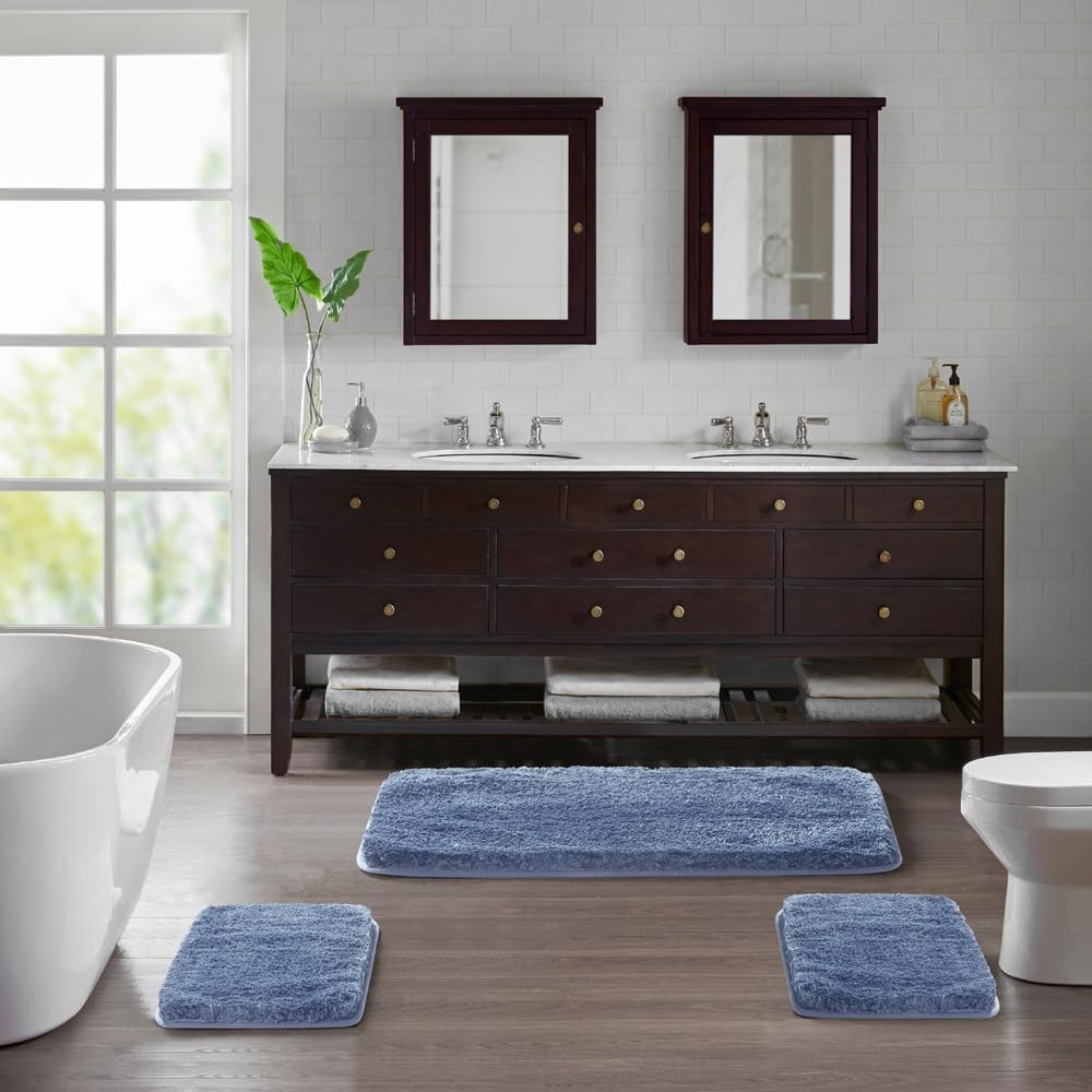 Suchtale Non Slip Bath Mat (16 x 24, Blue) 2' x 1'4" (Rectangular), Blue